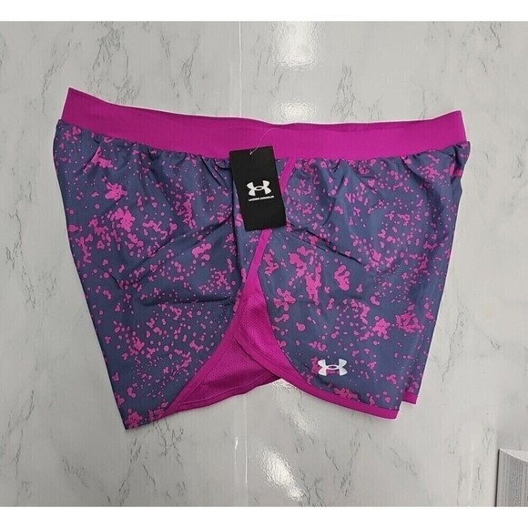 Under Armour womens Fly By 2.0 Printed Running Shorts Mineral Blue Size XL NEW - Picture 5 of 8